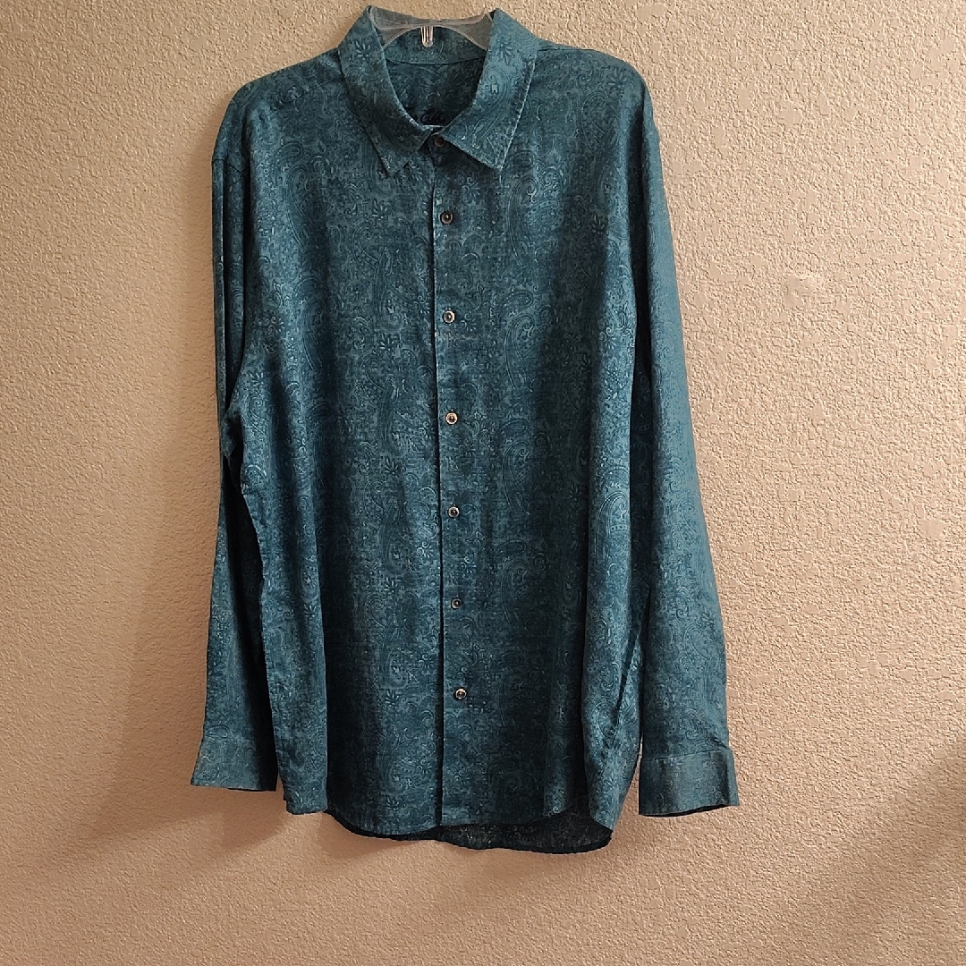 New Tasso Elba Teal Button Down Shirt Hgrc